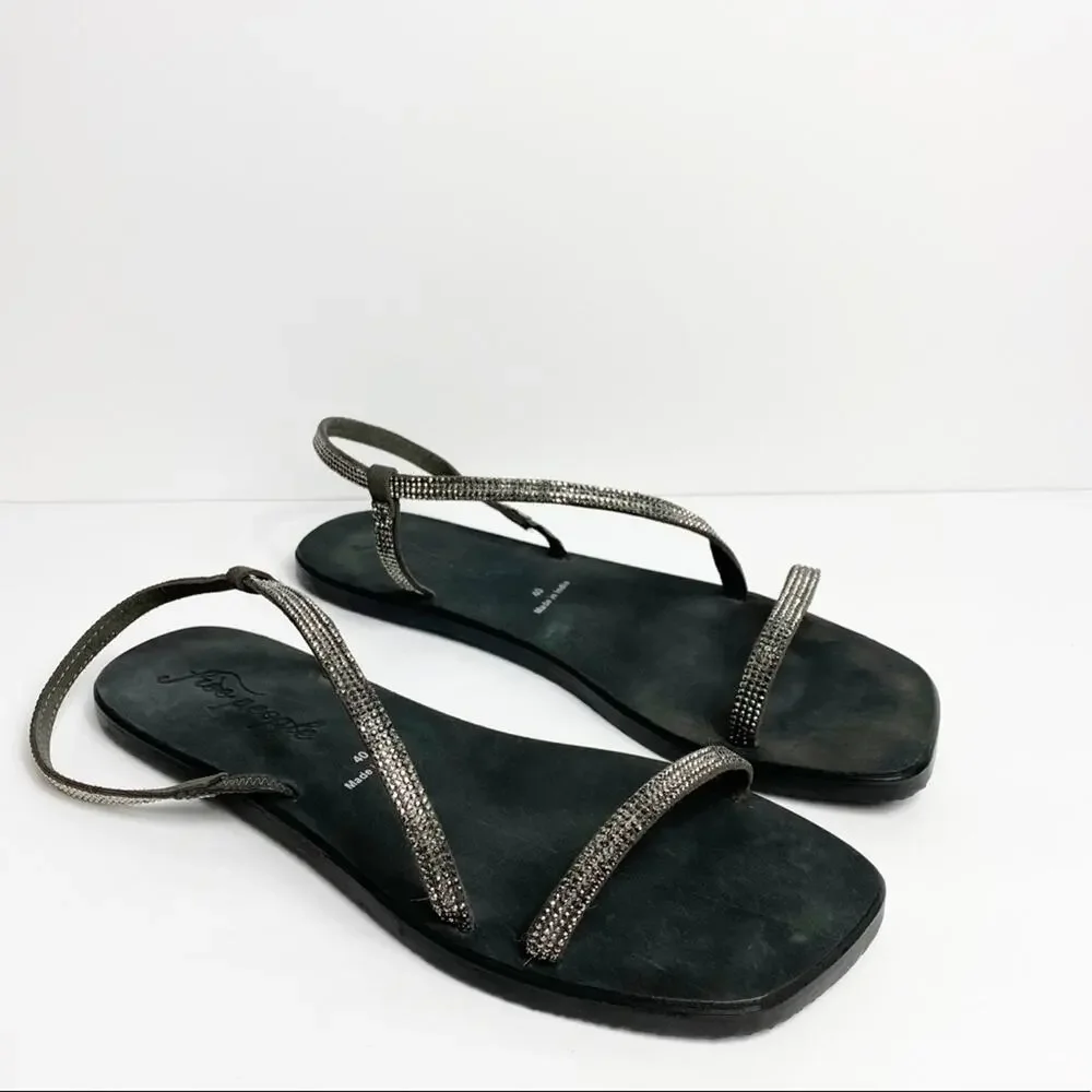 Free People Black Crystal Cove Women 40 or 10 Sandals BRAND NEW